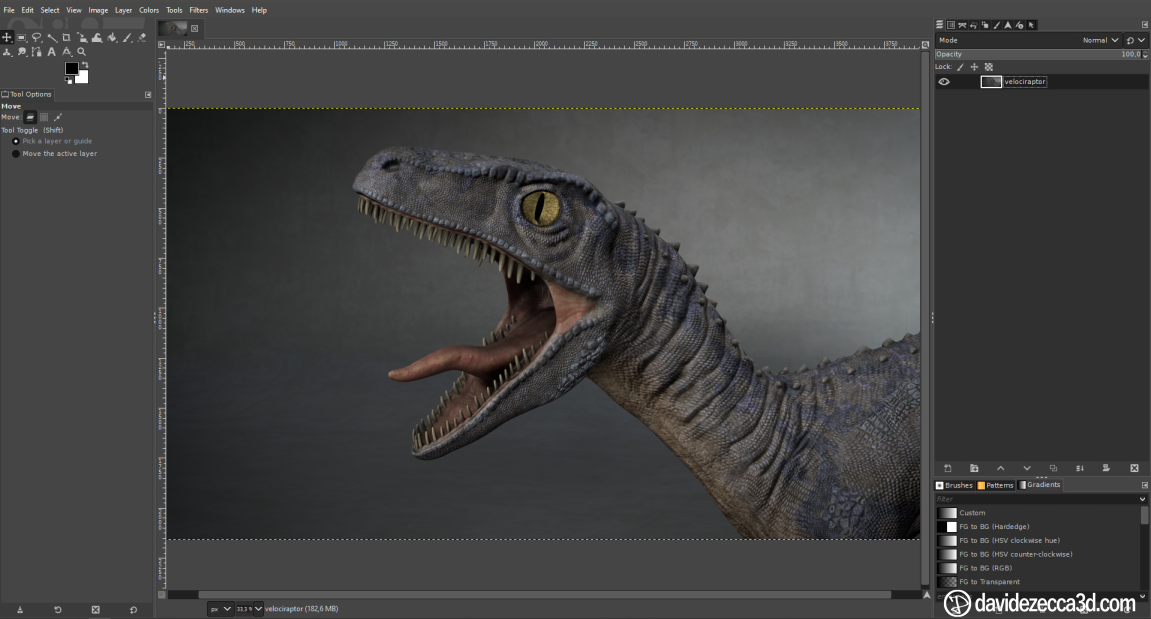 render velociraptor su gimp